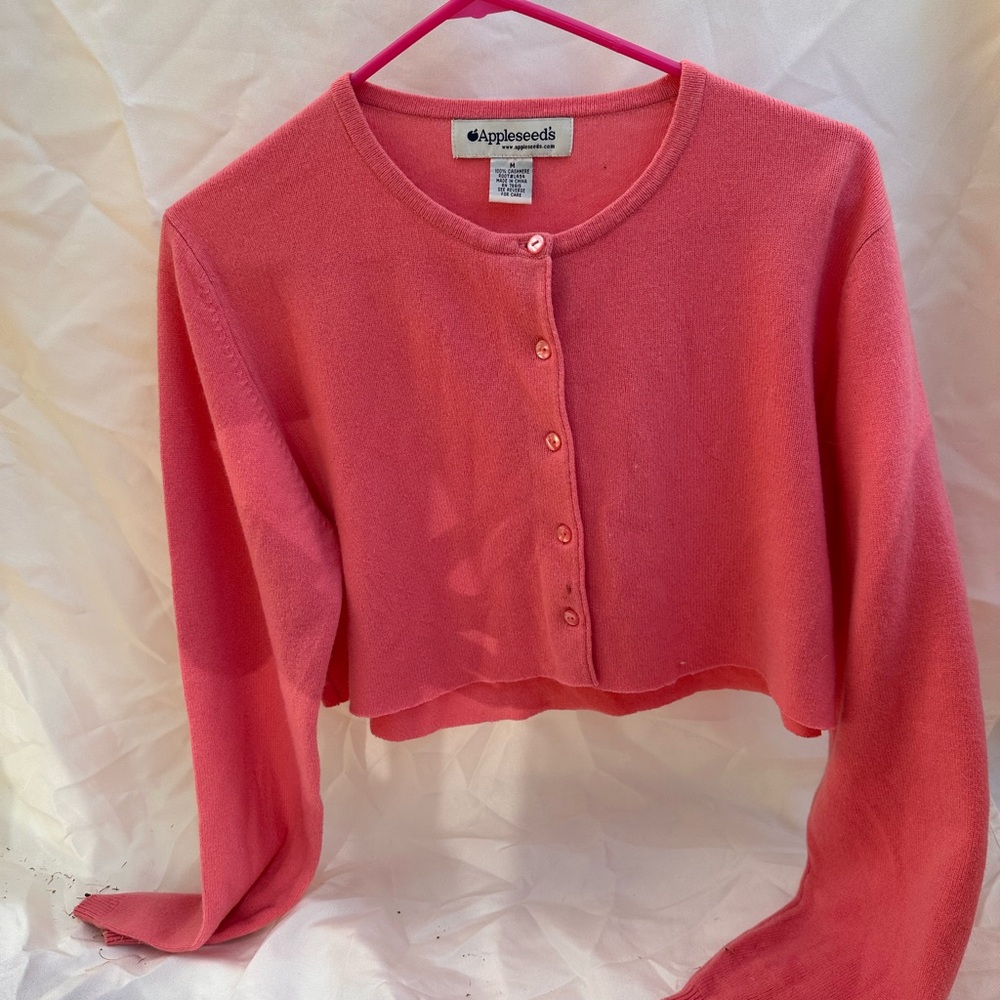 Appleseed's Cashmere Coral Button-Up Cardigan